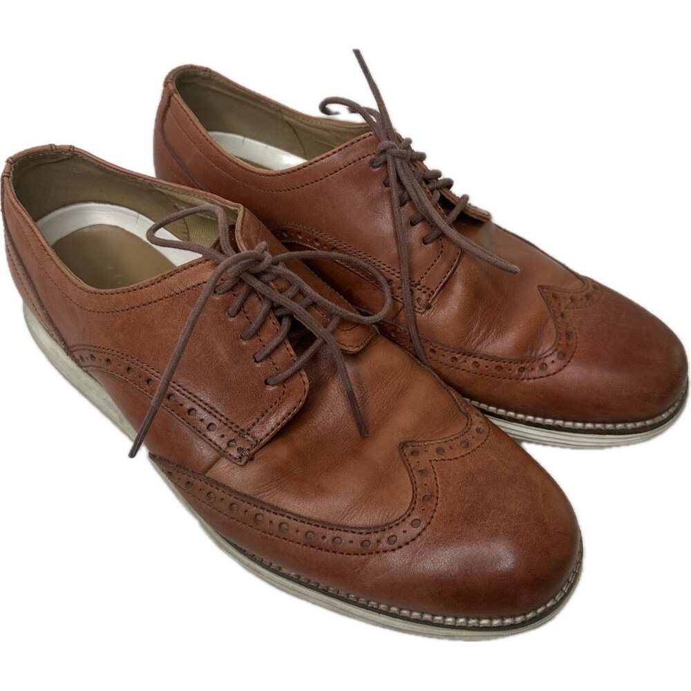 Cole Haan Grand OS Wingtip Oxford Shoes Men’s 9.5 Brown Leather Dress - Picture 2 of 8